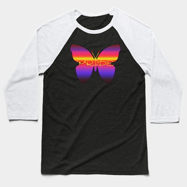 Pride Butterfly (no mercury) Baseball T-Shirt by WarrenDMS